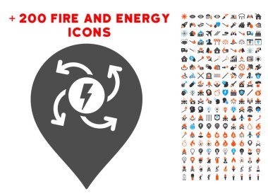 Bonus alev koleksiyonu ile elektrik motoru işareti simgesi