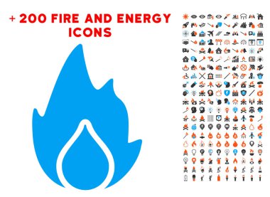 Ateş ve su simgesi ile Bonus güç koymak damla