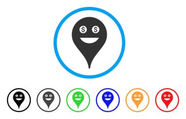 Zengin Smiley harita işareti simgesi yuvarlak