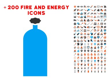 Gas Cylinder Icon with Bonus Power Set clipart