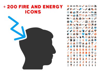 Kafa elektrik Strike simgesini ile Bonus alev Clipart