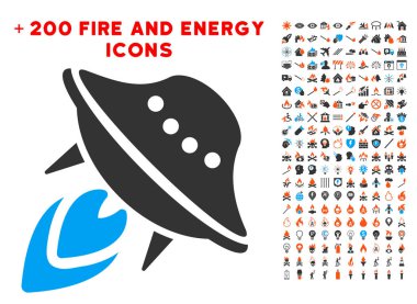 UFO Başlat simgesi ile Bonus alev Clipart