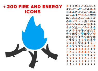 Ahşap kamp ateşi simgesi Bonus güç koleksiyonu ile