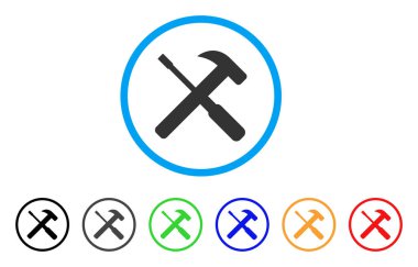 Çekiç ve tornavida araçları yuvarlak simge