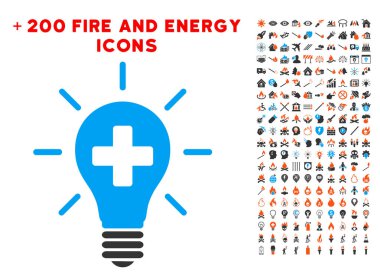 Bonus yangın Clipart simgesiyle tıbbi elektrik lambası