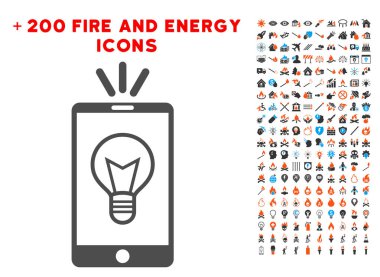 Mobil lamba ışık kutsal kişilerin resmi ile Bonus enerji Clipart