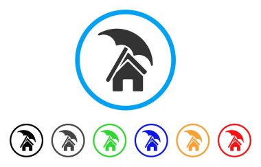 Ev şemsiye yuvarlak simgesi altında