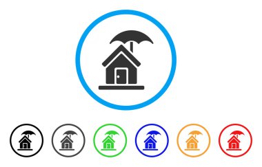 Evin altındaki şemsiye yuvarlak simge