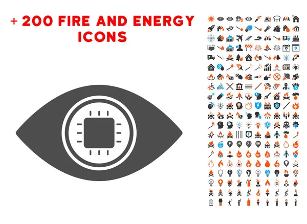 Elektronik göz Lens simgesi ile Bonus alev Clipart
