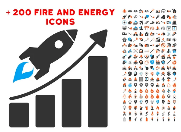 Başlangıç roket büyüme grafik simgesi ile Bonus enerji koymak