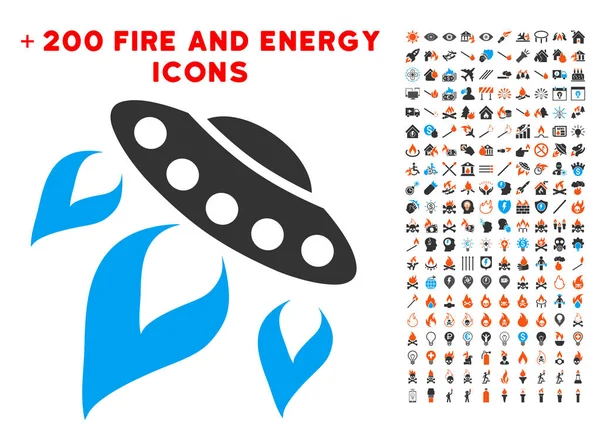 UFO Başlat yangın simgesi ile Bonus yangın Clipart