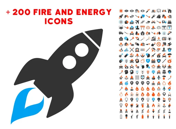 Space Rocket Launch Icon with Bonus Energy Clipart — Stock Vector