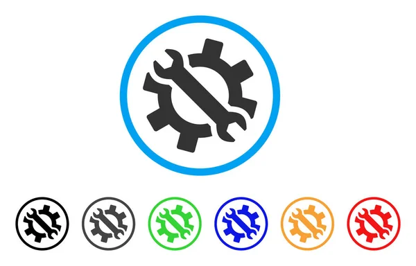 Moersleutel en Gear Tools afgeronde pictogram — Stockvector