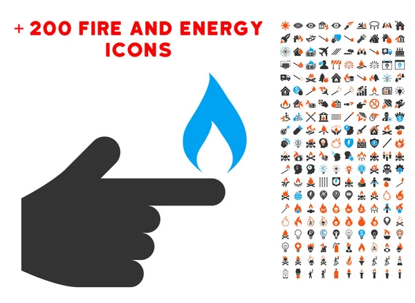 İşaret parmağı yangın simgesi ile Bonus güç Clipart