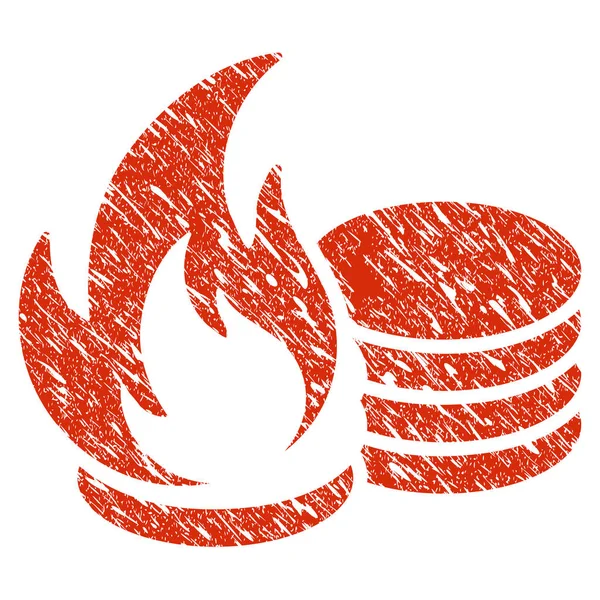 Monete Fire Disaster Icon Grunge Watermark — Vettoriale Stock