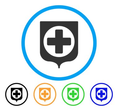 Tıbbi çapraz kalkan yuvarlak simgesi