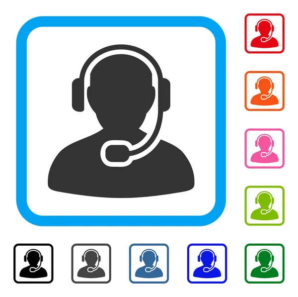 Call Center trabalhador emoldurado ícone — Vetor de Stock