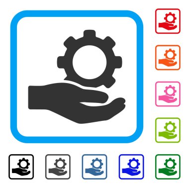 Mühendislik hizmeti dişli el simgesi çerçeveli