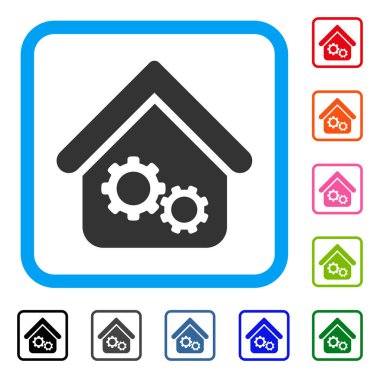 Fabrika ev simgesini çerçeveli