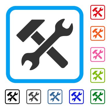 Çekiç ve İngiliz anahtarı simgesini çerçeveli