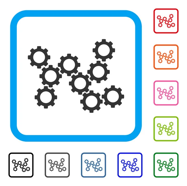 Icône encadrée engrenages — Image vectorielle