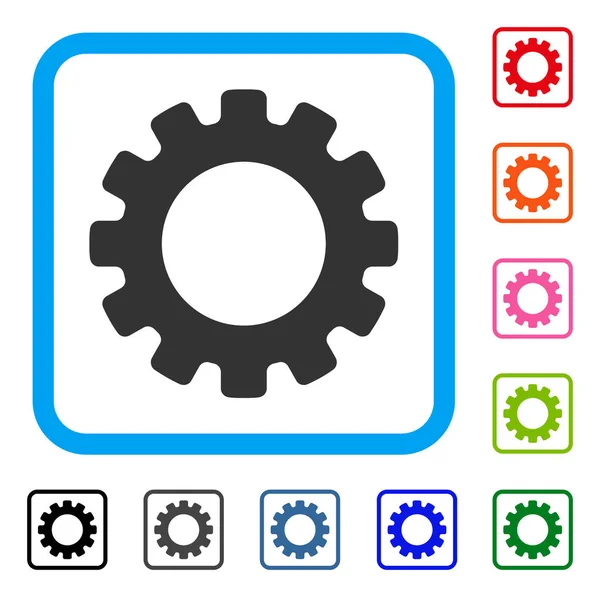 Icona incorniciata ruota dentata — Vettoriale Stock