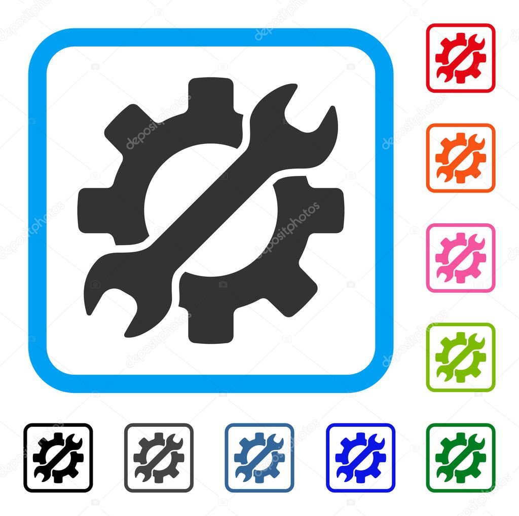 Configure Wrench And Gear Framed Icon