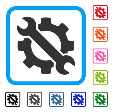 İngiliz anahtarı ve dişli kurulum araçları simge çerçeveli