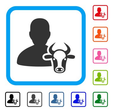 İnek çiftçi simgesi çerçeveli