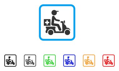 İlaç motosiklet teslim vektör simge çerçeveli