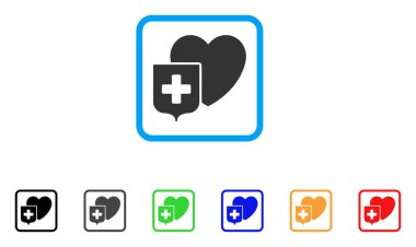 Vektör simgesi kalp kalkan çerçeveli