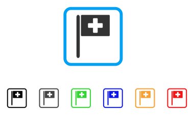 Hastane bayrak vektör simge çerçeveli