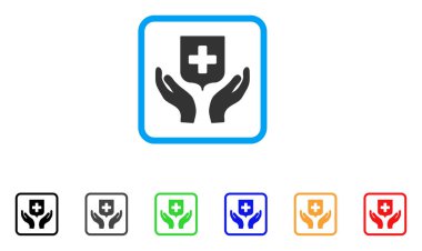 Tıbbi kalkan eller vektör simge çerçeveli