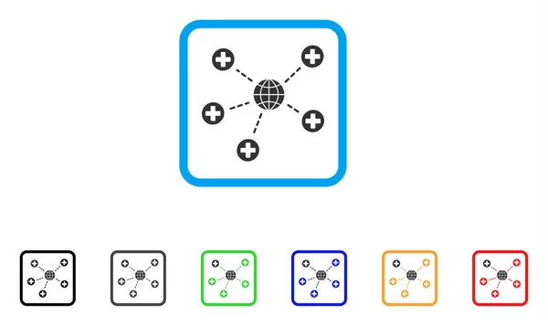 글로벌 의료 관계 프레임 벡터 아이콘 — 스톡 벡터