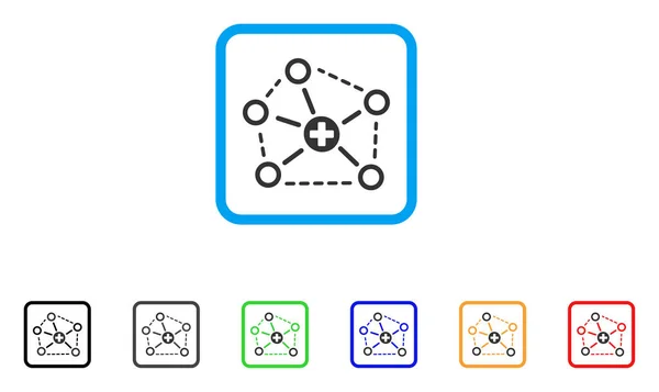 Struktura sieci medycznej oprawione wektor ikona — Wektor stockowy