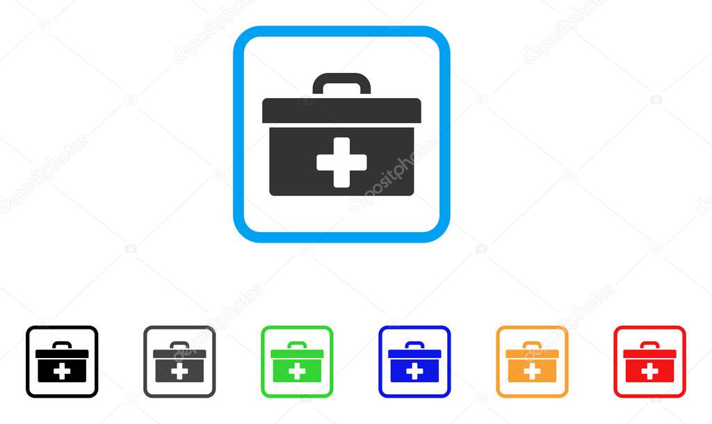 First Aid Toolbox Framed Vector Icon