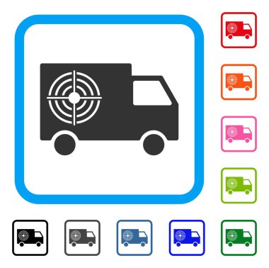 Atış poligonu kamyon simgesi çerçeveli