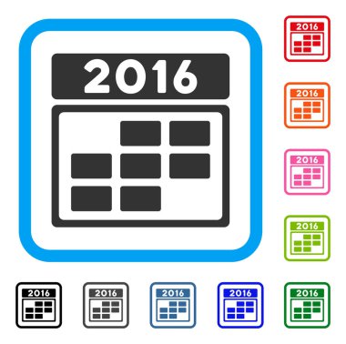 2016 Takvim kılavuzu simgesini çerçeveli