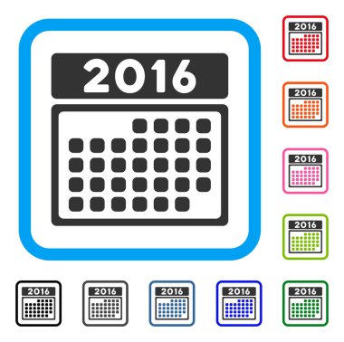 2016 ay takvim simgesini çerçeveli