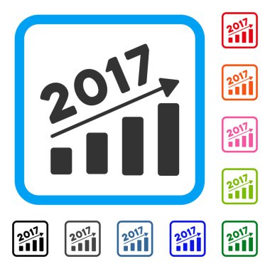 2017 çubuk grafik eğilim simgesi çerçeveli.