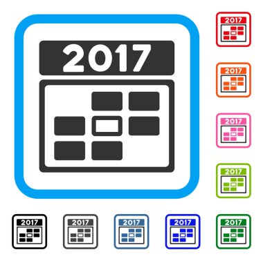 2017 takvim hafta gün simgesi çerçeveli.