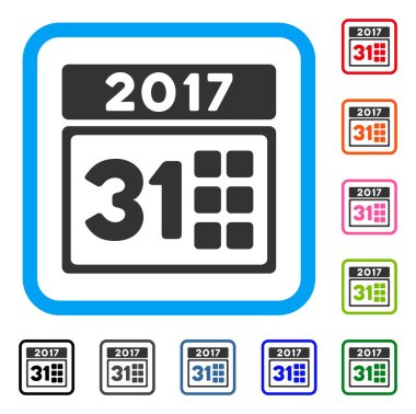 2017 yılı geçen ay gün simgesi çerçeveli