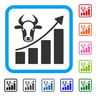 Sığır grafik büyümek çerçeveli simgesi