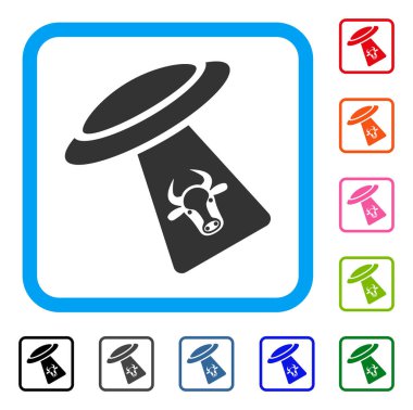 Sığır Ufo kaçırma simgesi çerçeveli