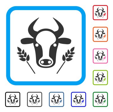 İnek ve buğday tarım simgesi çerçeveli