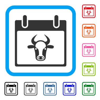 İnek takvim sayfası simgesini çerçeveli
