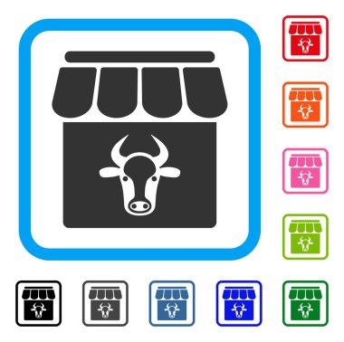 İnek çiftliği simgesi çerçeveli