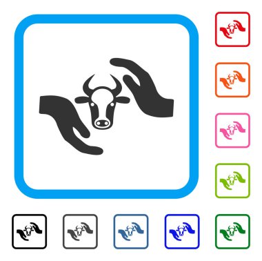 İnek koruma eller simgesini çerçeveli