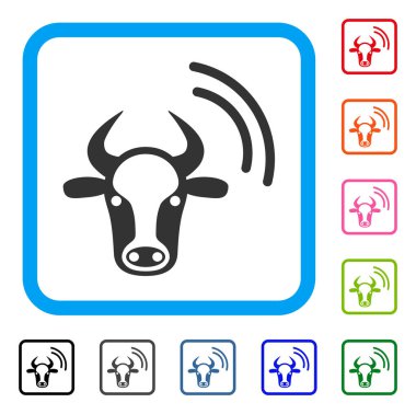 İnek radyo sinyal simgesi çerçeveli