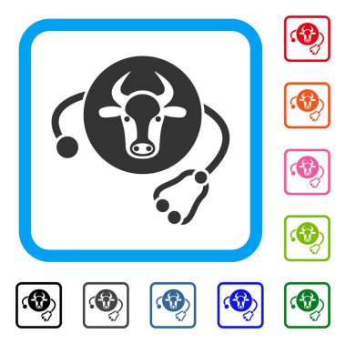 İnek veteriner simgesi çerçeveli